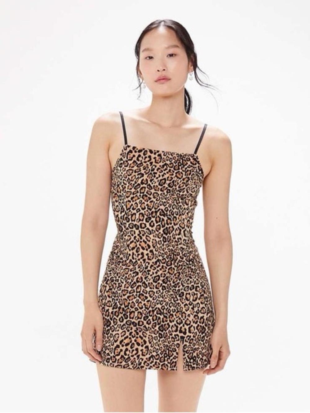 Urban Outfitters Lani Leopard Bodycon Mini Dress Small Strappy Animal Print